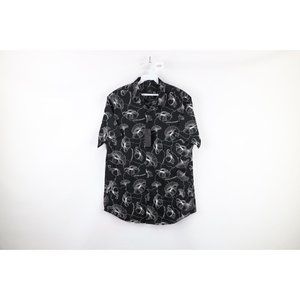 New Armani Exchange Mens Large Slim Fit Spell Out Floral Hawaiian Button Shirt